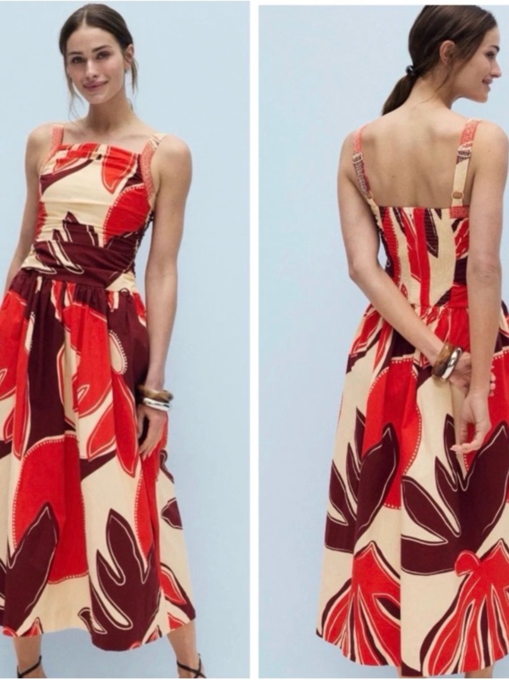 Mon Renn Sandro Palms Midi Dress Size Large